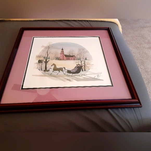 Beautiful framed sleigh ride portrait - Picture 2 of 4